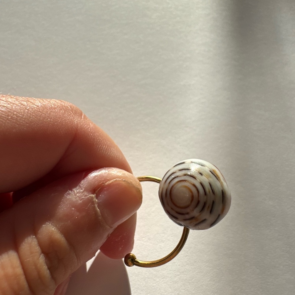 Handcrafted adjustable gold cone shell ring